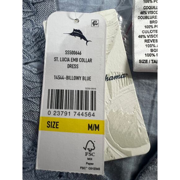 TOMMY BAHAMA WMNS MEDIUM ST LUCIA EMBROIDERED SWIM COVER UP LINEN BLEND BLUE NEW - Picture 5 of 13